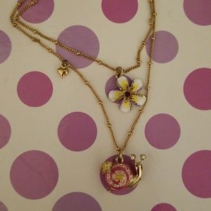 Betsey Johnson Snail Flower Heart Necklace